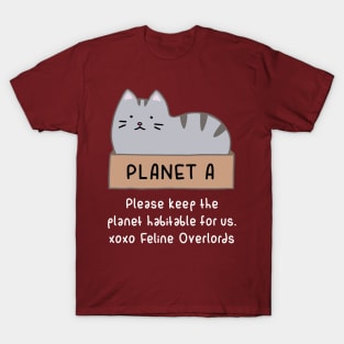 Gray Cat - Habitable Planet (Red) T-Shirt